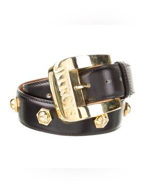 Jitrois Black Leather Studded Accent Belt